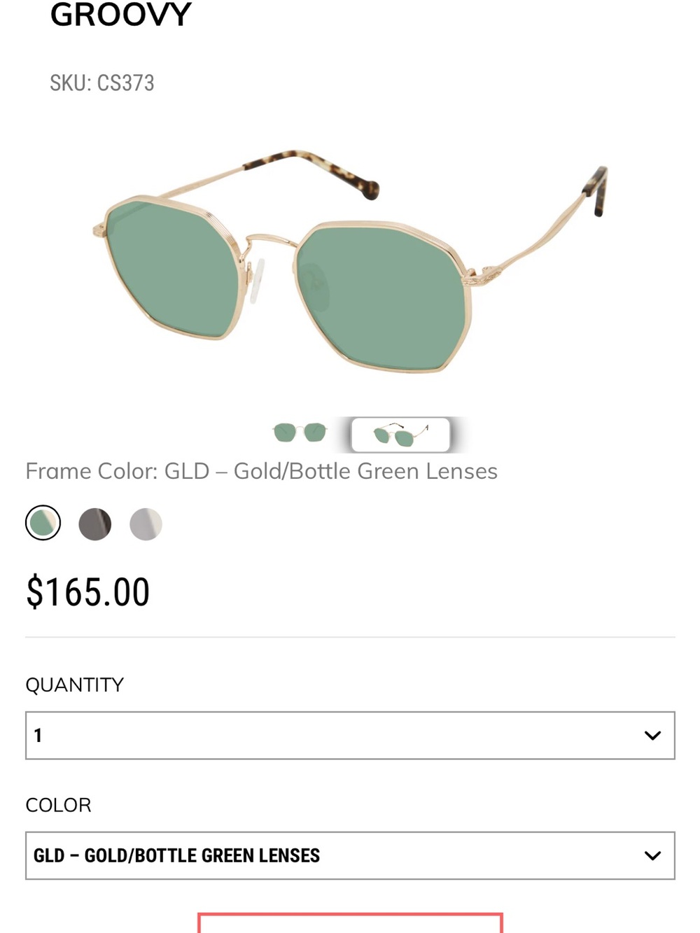 Groovy Gold Sunglasses with Bottle Green Lenses - Picture 2 of 4
